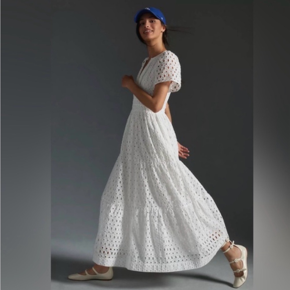 Elegant Anthropologie Somerset dress White eyelet Size 1X Like new Maxi Dress